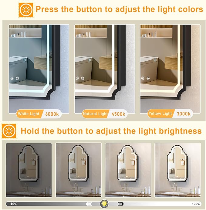 20''x32'' LED Medicine Cabinet with Mirror, Recessed & Wall Mounted Bathroom Mirrors with Storage and Lights, Anti-Fog Dimmable 3 Color Temperature, 2 Adjustable Shelves, Full Metal Medicine Cabinets