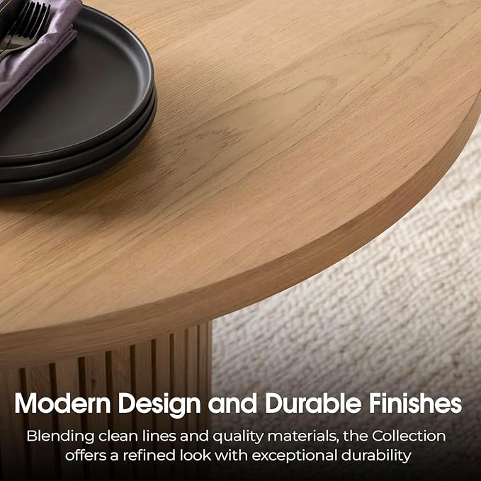 Transformer Table - Solid Wood Extendable Round Dining Table Set with Sideboard Panel Storage Cabinet, Expandable Round Dining Set, Elegant and Functional Design Natural (Table + Sideboard)