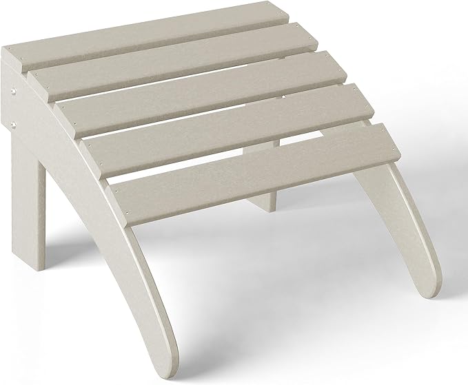 Costaelm Adirondack Chair Footrest Foldable Ottoman, Folding Ottoman Outdoor Foot Rest for Patio Waterproof, Adirondack Ottoman Outdoor, Sand