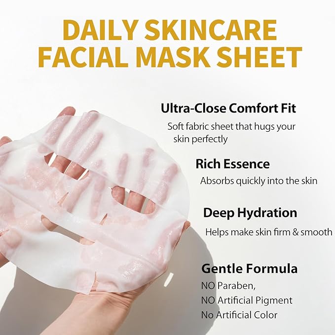 SHIONLE New Essential Sheet Mask 12 Packs | Made in Korea Face Mask | Premium Essence Facial Mask for Daily Skincare | Home Spa Self-care Treatment Hydrating Soothing For All Skin Types (6Type x 2ea)