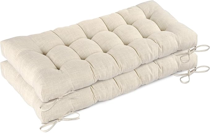 Bench Cushion for Indoor Furniture 48x19 inch Rectangle Bench Seat Cushion for Bay Window Entryway Bench Thick Textured Chair Cushion with Non-Slip Backing 2 Pack, Beige