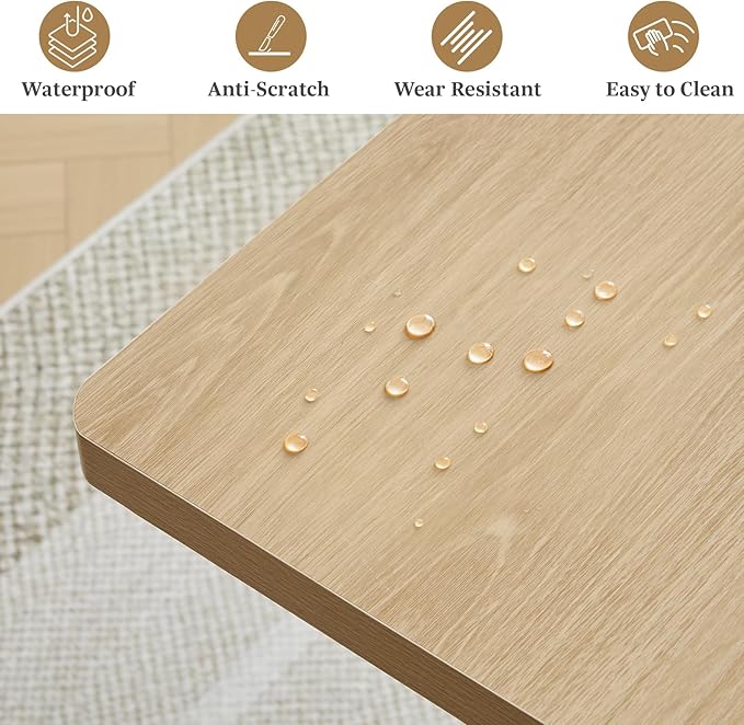 55 in–71 in Extendable Rectangular Dining Table for 4–6, Modern Farmhouse Expandable Kitchen Table with Carved Line Base, Wooden Dinner Table for Kitchen Living Room Home Office (Natural)