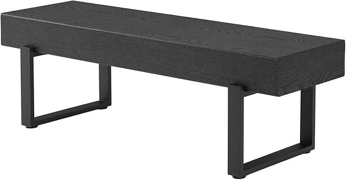 Merax 59" Wooden Dining Bench, Farmhouse Indoor Kitchen Table Benches, Bed Bench, Industrial Shoe Bench, Entryway Benches, Black
