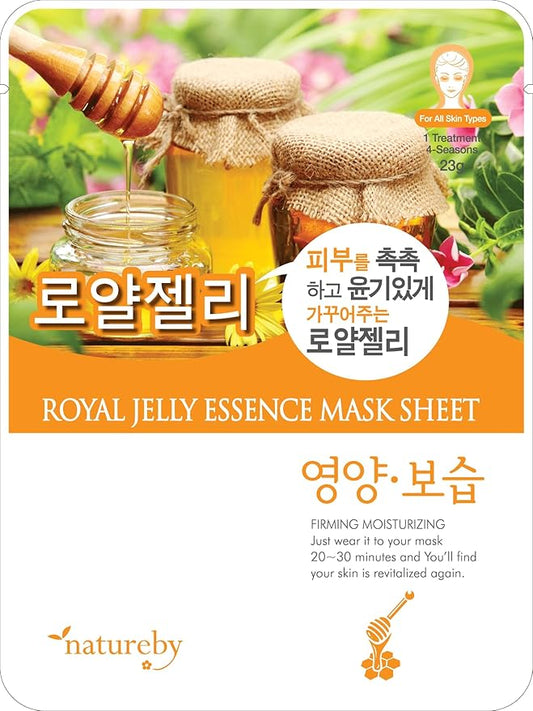 TNB Natureby Collagen Essence Korean Face Mask(10 sheets), Moisturizing Mask Sheet Pack, Korean Skin Care For All Skin Types. (Royal jelly)