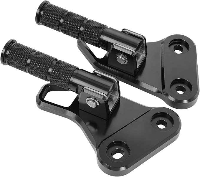 Motorcycle Passenger Footpegs C125 Aluminum Foldable Foot Pegs Rear Footrest Pedals Bracket for Honda Super Cub C125 C 125 JA48 JA58 JA71 2018-2025 (Black)
