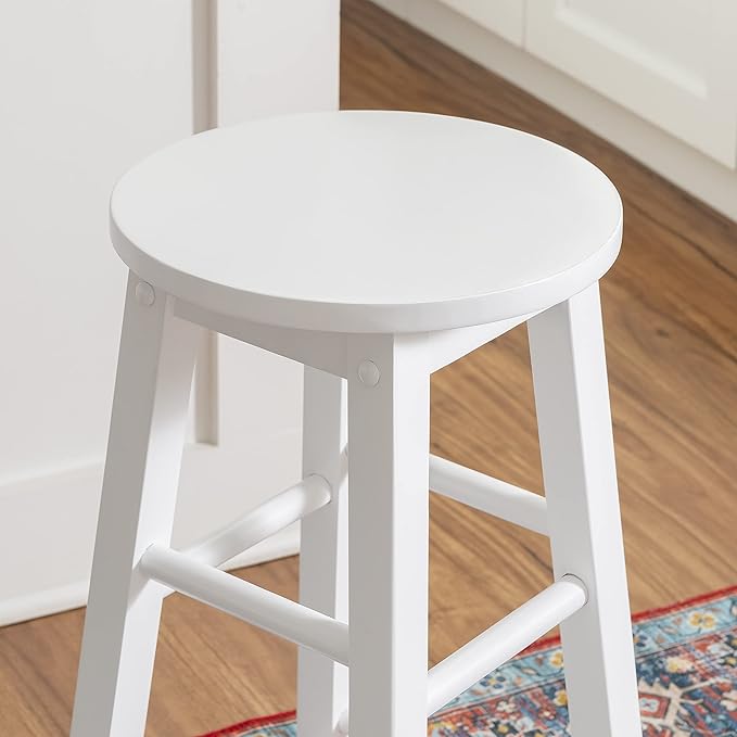 Linon Zeke White 24" Counter Stool with Round Seat