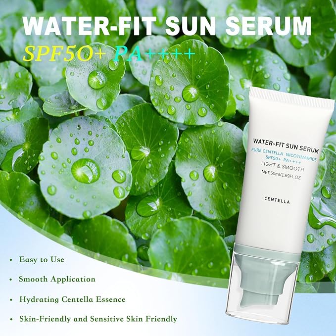 Korean Centella Sunscreen SPF 50+ Broad Spectrum, No White Cast Mineral Formula, Lightweight Daily Face Sunscreen for Sensitive Skin 1.7 oz
