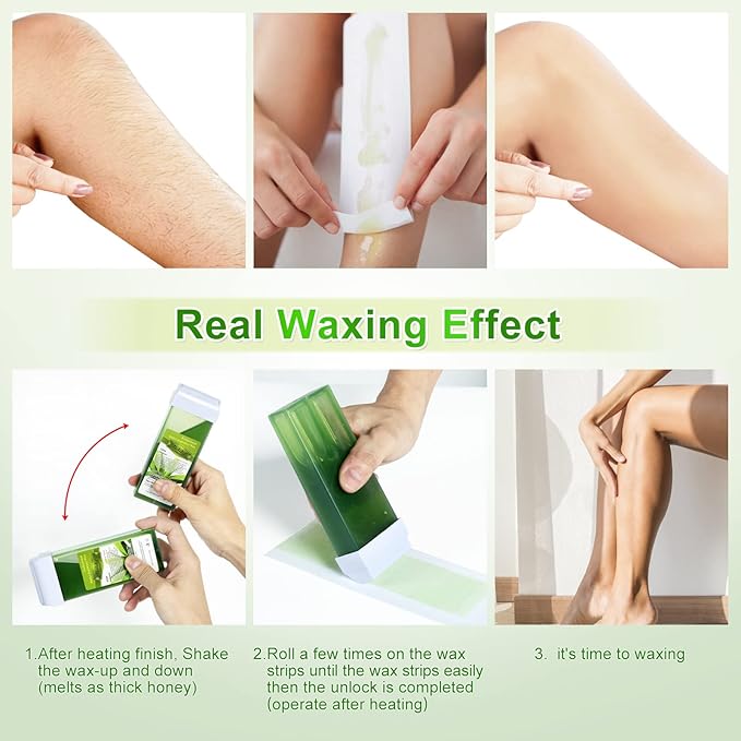 Liddy Dance Hair Removal Wax, Wax Refill, Soft Wax Roller Cartridge for Roll on Waxing Kit, Aloe Depilatory Rolling Wax for Sensitive Skin, 4 Pack (14.1 OZ)