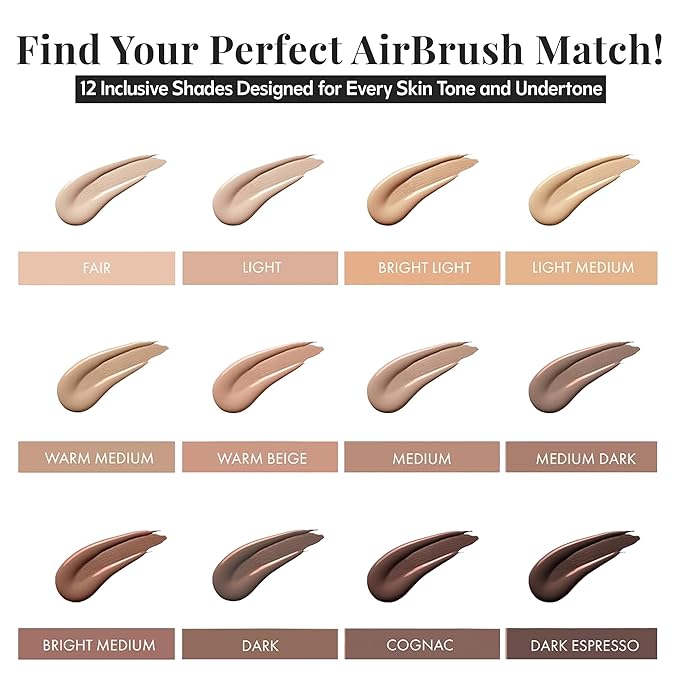 Jerome Alexander MagicMinerals AirBrush Foundation – 2 Piece Set with Airbrush Foundation and Kabuki Brush - Spray Makeup with Anti-aging Ingredients for Smooth Radiant Skin - Cognac