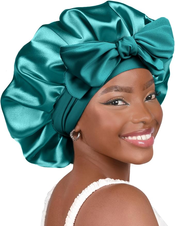 YANIBEST Adjustable Silk Bonnet for Sleeping Women Double Layer Satin Bonnet Reduce Friction Prevent Frizz Curly Hair