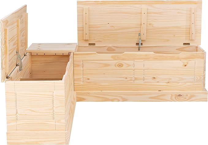 Linon Harris Unfinished Wood Backless Nook with Interior Storage