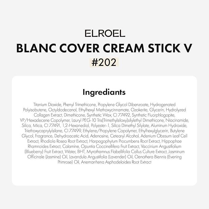 Blanc Cover Cream Stick V White - 韓国製色変化ファンデーションスティック（ボルフィリン配合） - ミディアム～フルカバー・ツヤ肌仕上がりベースメイク - 着脱可能ブラシ付き両端タイプ (202 ナチュラル)