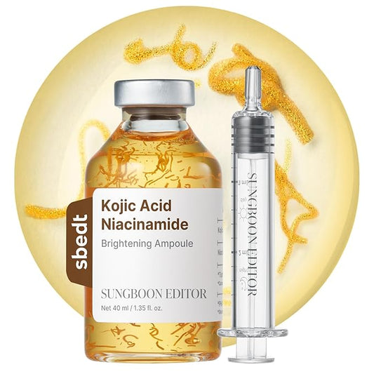 SUNGBOON EDITOR Glow Intensive Kojic Acid Ampoule, Radiance-Boosting Serum for Face with Kojic Acid, Turmeric & PHA l For Uneven Skin Tone & Dark Spot Care l Korean Skincare Serum, 1.35 fl oz