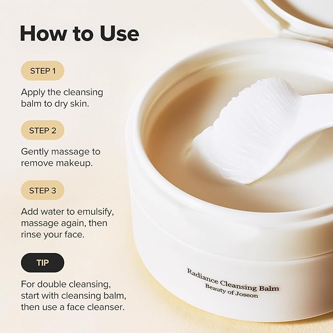 Beauty of Joseon Radiance Cleansing Balm Makeup, Sunscreen, Pore Cleanser for Sensitive Acne Skin. Korean Skincare for Men and Women 100ml, 3.38 fl.oz (Pack of 2)