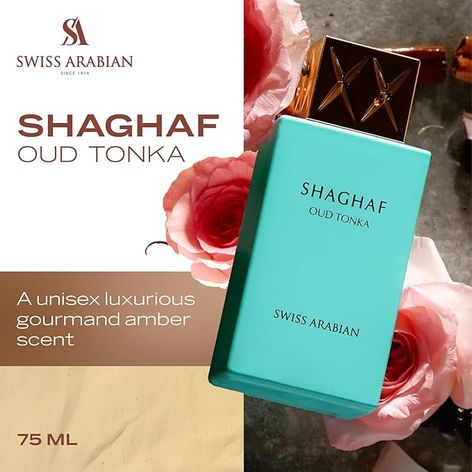 Swiss Arabian Shaghaf Oud Tonka - Vanilla Perfume with Warm Amber Fragrance - Earthy and Woody Allure - Enchanting Fusion of Arabic Perfume - 2.5 oz