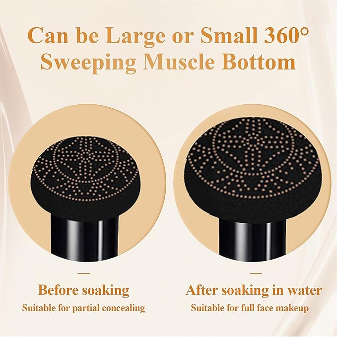 マッシュルームヘッドエアクッションCCクリーム - 成熟肌用BBクリームファンデーション 保湿コンシーラー 明るく長持ち、均一な肌トーン (2個 バフベージュ)