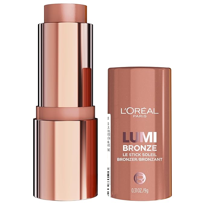L'Oreal Paris Lumi Bronze Le Stick Soleil Bronzer Stick, Cream-To-Powder Bronzer For A Sunkissed Face Makeup Glow, 100 Sunkissed Rosé