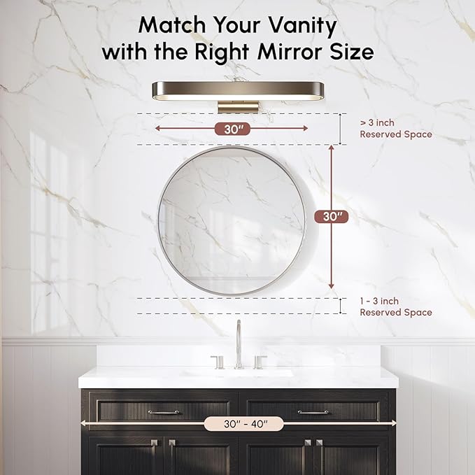 USHOWER Brushed Nickel Bathroom Mirrors for Over Sink, 30 Inch Circle Mirror with Metal Frame, Wall Mirror for Vanity, Entryway, Living Room, Hallway and Bedroom Decor