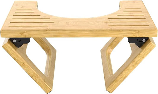 AmazerBath 8.5 Inches Bamboo Toilet Stool Squat for Adults, Collapsible Poop Stool for Bathroom, 0.79" Thickness Squatting Potty with Non-Slip Strip, Space-Saving, Natural Color