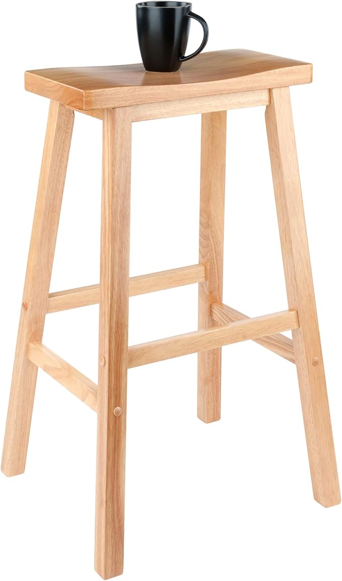 Winsome Satori Saddle Seat Counter Stool, 29" in Natural, Classic Backless Bar Chairs for Kitchen & Dining Room Seating, Timeless Essential Furniture for Home, Dorm, Apartments
