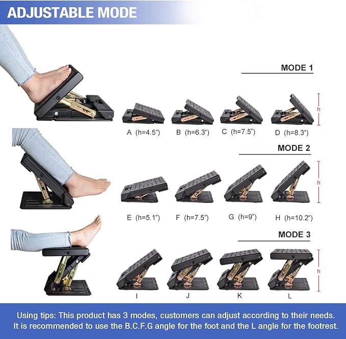 Foot Rest for Under Desk at Work 4-Level Height Adjustable, Ergonomic Foldable Footrest for Office, Gaming,Computer, Soft & Removable Pad Desk Foot Stool Suitable for All Seasons(Brown)