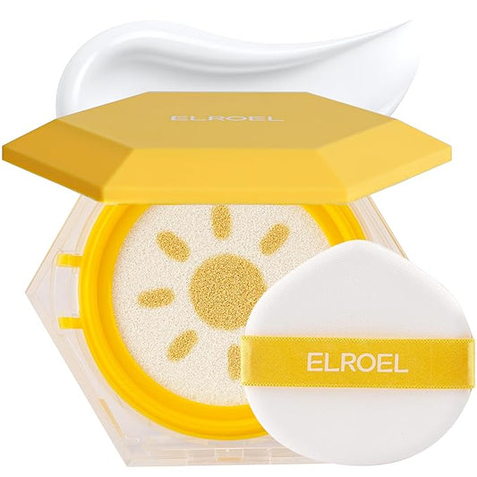 ELROEL Pang Pang Big Sun Cushion Plus - Broad Spectrum SPF50+ PA++++ Korean Sunscreen Cushion for Face & Body - Hypoallergenic & Lightweight Sun Cream, No White Cast (0.88 oz)