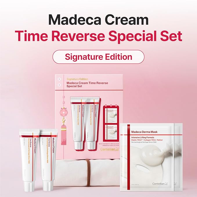 CENTELLIAN 24 Madeca Cream Time Reverse 50ml (2pcs) + Intensive Lifting Mask (2ea) Signature Edition - Cica Anti Aging for Wrinkles, Firming and Centella Asiatica for Sensitive Skin, Korean Skin Care