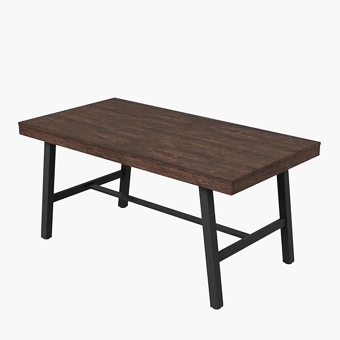 GarveeHome Industrial Dining Table for 2-4, 55" Heavy Duty Rectangular Kitchen Table with 2"×2" Metal Legs, Small Space Dining Table for Kitchen, Dining Room (Rustic Birch, 55" Non-extendable)
