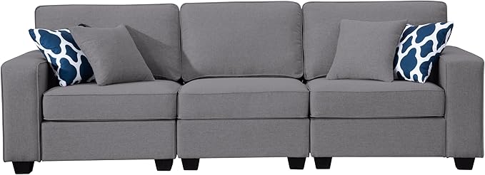 Legend Vansen Oversized Modular Sectional Sofa,U/L‑Shaped Reversible Couch with Ottoman,Deep Seat Plush Polyester Sofa for Living Room,5‑Seater,Dark Grey