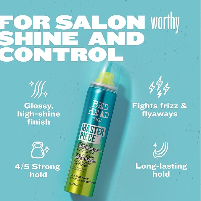 TIGI ベッドヘッド トラベルサイズ フリズコントロール ヘアスプレー、マスターピース エクストラホールド ヘアスプレー、ツヤと輝きのある髪へ、57g