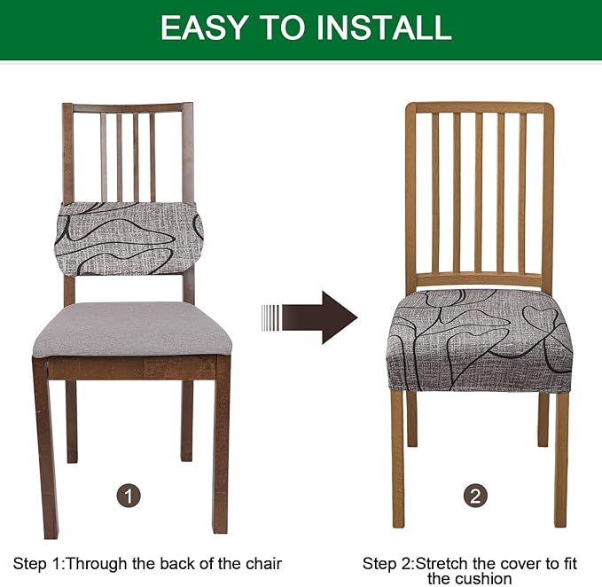 CRFATOP Printed Dining Room Chairs Seat Covers Set of 4 with Soft Bench Chair Cover Stretch Kitchen Chair Slipcover Washable Seat Cushion Slipcover Protector for Hotel Ceremony Banquet Wedding, 10