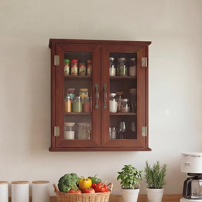 ChooChoo Bathroom Wall Cabinet, Medicine Cabinet with Acrylic Doors, Wall Mounted Over The Toilet Storage Cabinet with Adjustable Shelves for Bathroom, Kitchen, and Laundry Room, Walnut