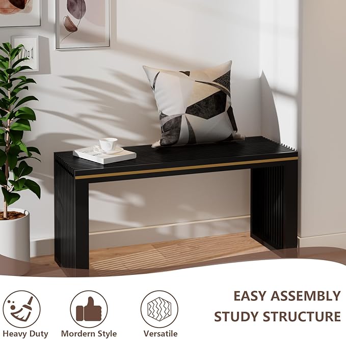 APRTAT Bamboo Dining Bench Indoor Long Entryway Shoe Rack Benchs,Outdoor Modern Wood Benches 35 Inch Bamboo Bench for Living Room Hallway Bedroom Bathroom