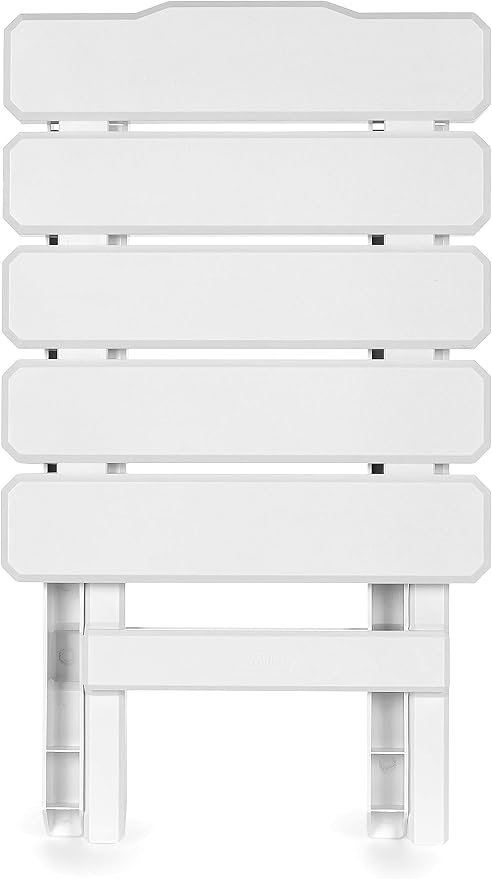 Camco Adirondack Style Folding Plastic Large Table with Footrest Design and Easy to Setup Construction for Indoor or Outdoor Use, White