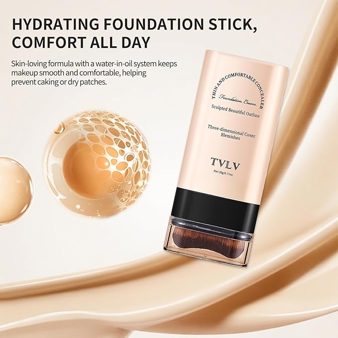 Face And Body Moisturizing Concealer Foundation,Flawlessly Covers Dark Circles, Wrinkles, Fine Lines. Features A Built-in Soft,Dense Brush Head.Medium-Dark And Natural Shades, 0.17 Oz (05#HONEY)