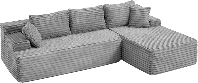Hobestluk Modular Sectional Sofa Boneless Couch L-Shape Couch 3 Seat Modular Couch Memory Foam Sectional Couches for Living Room Furniture, Cloud Couch with Oversized Chaise (108" Right Facing Chaise)