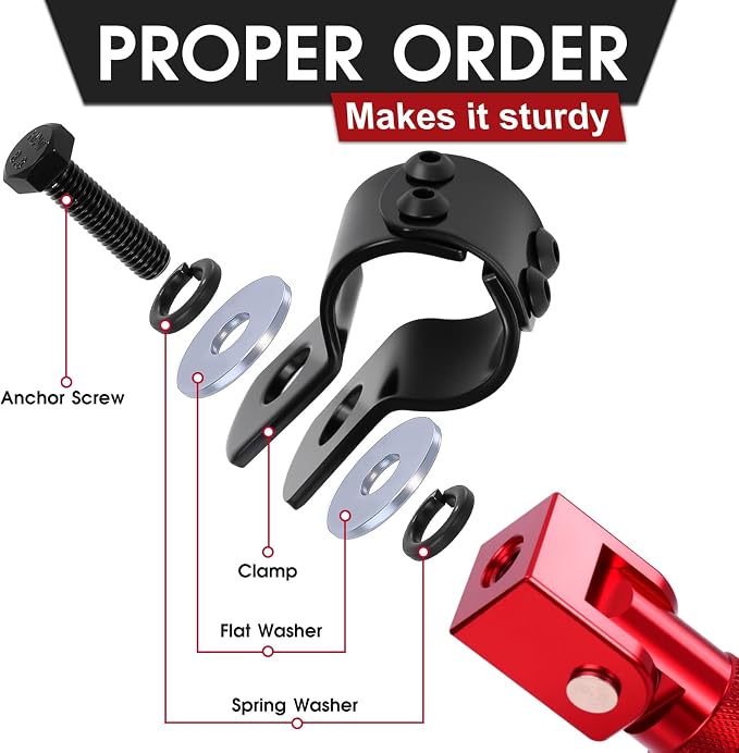 90 Degree Foldable Footpegs M8 Motorcycle Foot Pegs CNC Anti-Skid Footrest Passenger Pedal for Motorbike Mini Bike Dirt Pit Bike (Red)