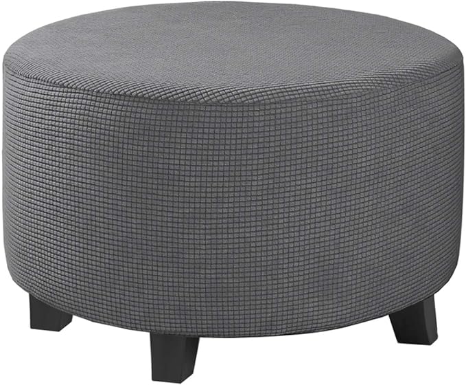H.VERSAILTEX Ottoman Cover Stretch Ottoman Slipcover Round Ottoman Storage Cover Folding Stool Covers Furniture Protector Cover for Footrest Ottoman Fit Dia 20" - 23", Gray