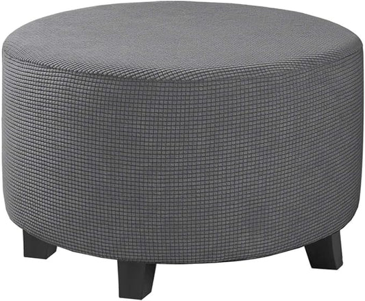 H.VERSAILTEX Ottoman Cover Stretch Ottoman Slipcover Round Ottoman Storage Cover Folding Stool Covers Furniture Protector Cover for Footrest Ottoman Fit Dia 20" - 23", Gray