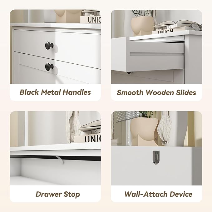 FTZxHKLX Shoe Cabinet with 2 Flip Drawers, Slim Freestanding Hidden Shoe Organizer with Drawer, Pet-Proof Shoe Storage Cabinet for Entryway Living Room Behind The Door, White