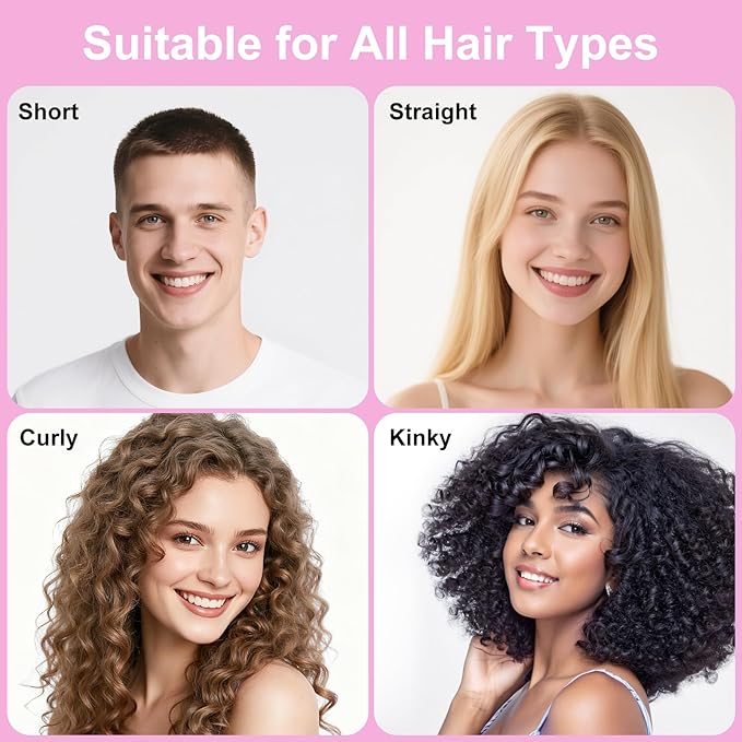 カーリーヘアブラシ、ソフトイノシシ毛の巻き毛デファイニングブラシ、絡まった髪をとかす、ワイド歯デザインで楽にカールを形作り定義、ウェット＆ドライヘア用カーリングデファイナー（ピンク）