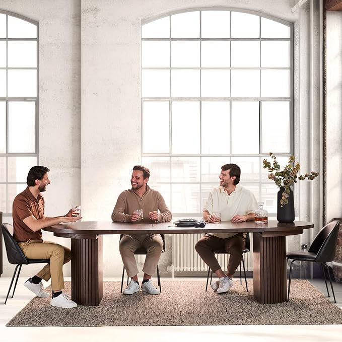 Transformer Table - Solid Wood Extendable Round Dining Table, Extendable Round Dining Table, Space-Saving Modern Furniture, Elegant and Functional Design, Dark Brown (Table Only)