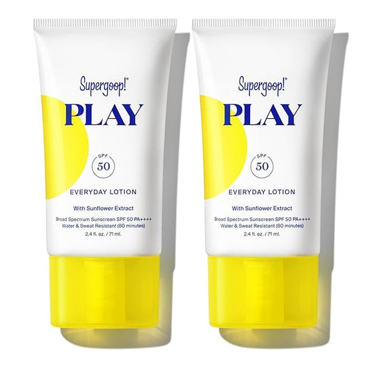 Supergoop! PLAY Everyday SPF 30 Lotion - 2.4 oz - Broad Spectrum Sunscreen - Water & Sweat Resistant Body & Face Sunscreen - Great for Active Days (Pack of 2)