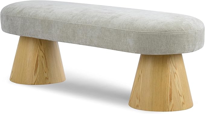 Christopher Knight Home Manila Chenille Upholstered Dining Bench, Modern Ottoman Bench, Wooden Entryway Bench, Comfort Long Spfa Footstool for Living Room Dining Room, No Assembly Needed, Oatmeal