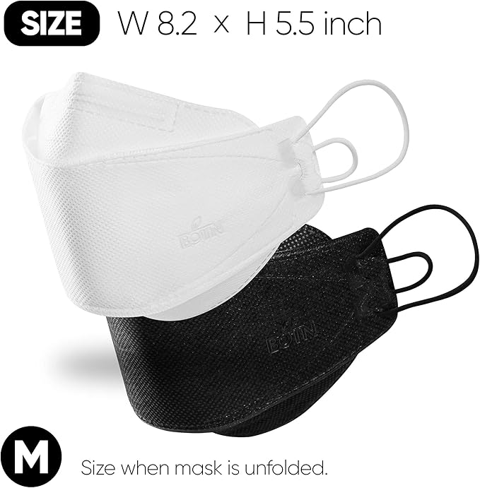 BOTN youth fit 11Pcs KF94 Protective and Safety Face Mask, 4-Layer Filter and 3D Design, Adjustable Strap and Premium Quality Made in Korea (Black, Medium)