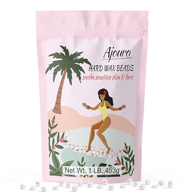 Ajoura 1lb Unscented Hard Wax Beads for Hair Removal, Brazilian Bikini Wax Refill for Full Body Women Men, Ideal for Legs, Face, Brazilian, Bikini, and Underarms, at Home Waxing for Sensitive Skin