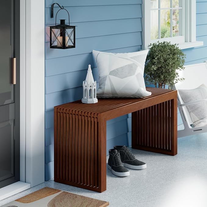 APRTAT Bamboo Dining Bench Indoor Long Entryway Shoe Rack Bench,Outdoor Modern Wood Benches 35 Inch Bamboo Bench for Living Room Hallway Bedroom Bathroom