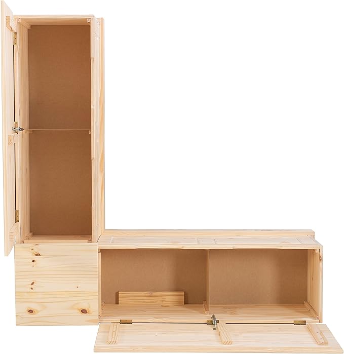 Linon Harris Unfinished Wood Backless Nook with Interior Storage