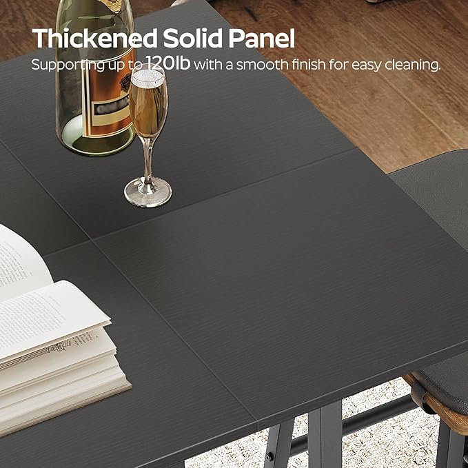 YATINEY Bar Table, Kitchen Dining Table, Bar Counter Height Table, Pub Color Matching Breakfast Table, for Dining Room, Tavern, Coffee Corner, Party, Black BT02BB