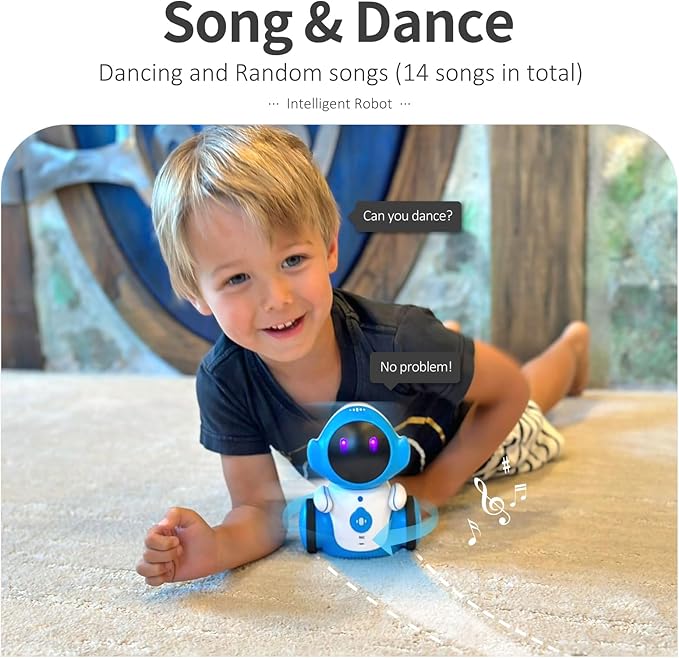 GILOBABY Interactive Robot for Kids Ages 3-8 – Rechargeable with Voice Control & Playback Mode – Educational Toy that Sings, Dances and Touch Control (Blue)